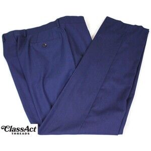 Calvin Klein Blue Dress Pants Polyester Blend Stretch Flat Fronts 34" x 30"